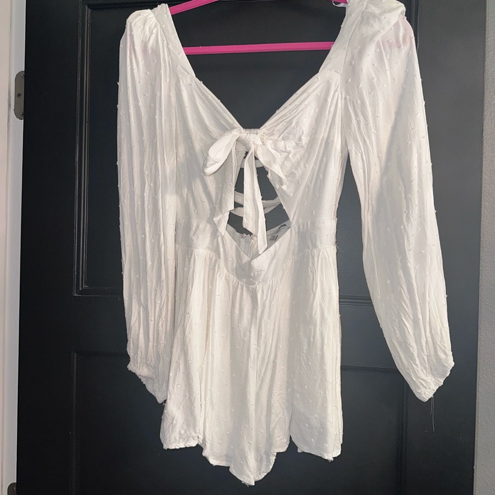 Fashion Nova White Textured Romper